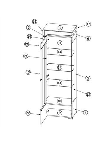 Cadillac Oak Effect And White Gloss LEFT Display Cabinet with LED Lights, 3172