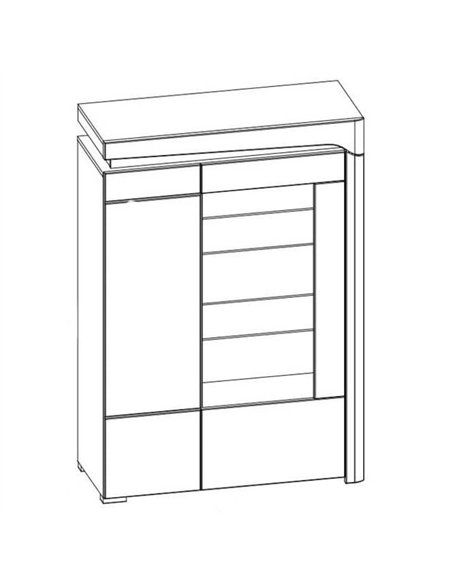 Cadillac Oak Effect And White Gloss Low Wide Display Cabinet with LED Lights, 3174 - pic 114679 | FastDaddyshop