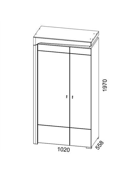 Cadillac Oak Effect And White Gloss 2 Door Wardrobe With LED Lights, 3175 - pic 114684 | FastDaddyshop