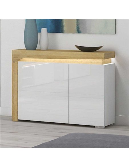 Cadillac Oak Effect And White Gloss 2 Door Small Sideboard With Lights, 3178 - pic 114694 | FastDaddyshop