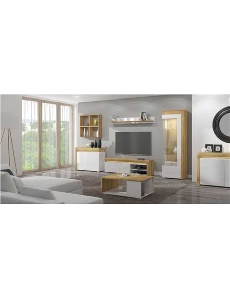 Cadillac Oak Effect And White Gloss 2 Door Small Sideboard With Lights, 3178 - pic 114698 | FastDaddyshop