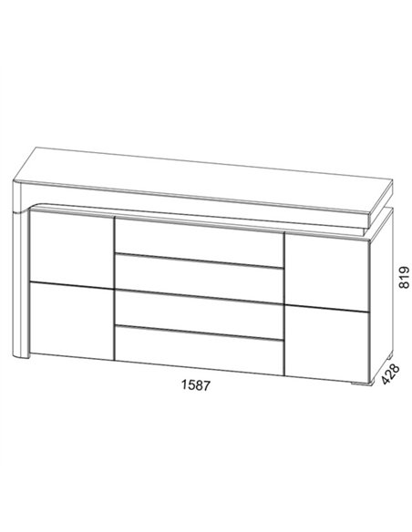 Cadillac Oak Effect And White Gloss 2 Door & 4 Drawer Sideboard With Lights, 3179 - pic 114700 | FastDaddyshop