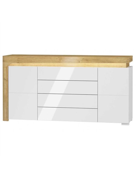 Cadillac Oak Effect And White Gloss 2 Door & 4 Drawer Sideboard With Lights, 3179 - pic 114701 | FastDaddyshop