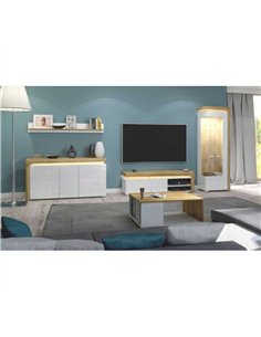 Cadillac Oak Effect And White Gloss TV Unit With Lights, 3180 2