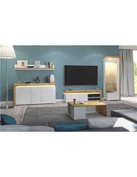 Cadillac Oak Effect And White Gloss TV Unit With Lights, 3180 - pic 114705 | FastDaddyshop