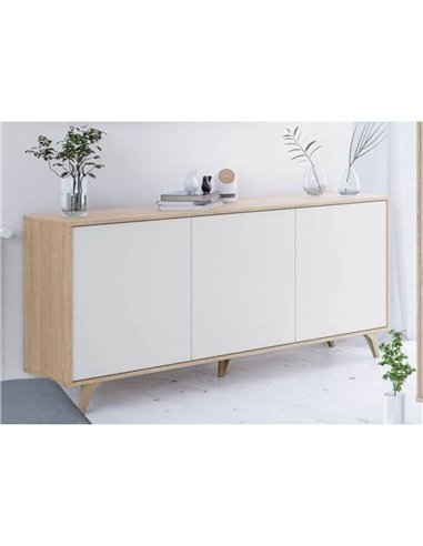 Casablanca White And Oak Effect 3 Door Wide Sideboard, 3216
