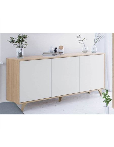 Casablanca White And Oak Effect 3 Door Wide Sideboard, 3216 - pic 114711 | FastDaddyshop