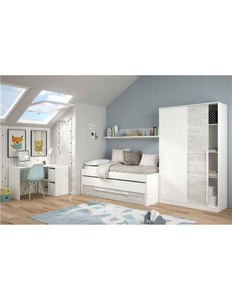 Columbus Artic White and White Oak Effect 120cm Wide Sliding 2 Door Wardrobe, 3209 - pic 114712 | FastDaddyshop