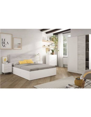 Columbus Artic White and White Oak Effect 120cm Wide Sliding 2 Door Wardrobe, 3209