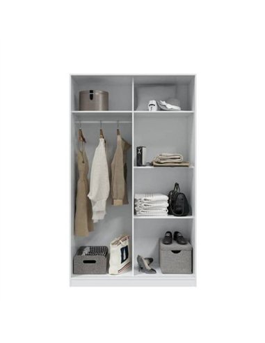 Columbus Artic White and White Oak Effect 120cm Wide Sliding 2 Door Wardrobe, 3209