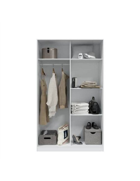 Columbus Artic White and White Oak Effect 120cm Wide Sliding 2 Door Wardrobe, 3209 - pic 114714 | FastDaddyshop