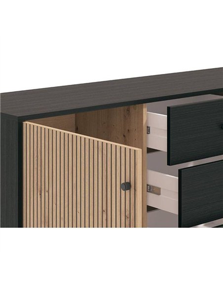 Clifton Slatted Artisan Oak Effect And Black Sideboard, 3423 - pic 114717 | FastDaddyshop