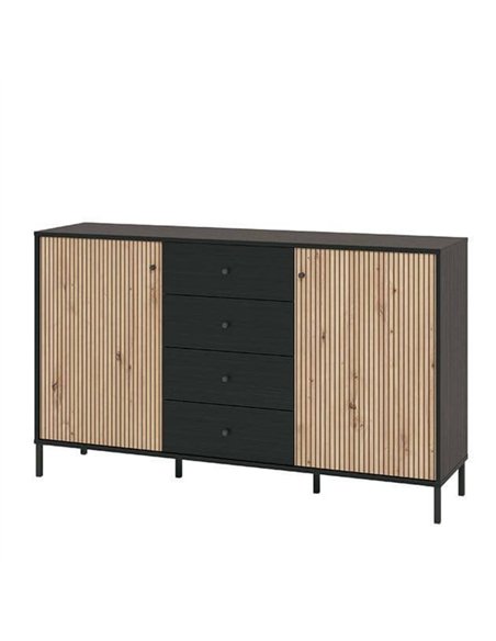 Clifton Slatted Artisan Oak Effect And Black Sideboard, 3423 - pic 114718 | FastDaddyshop
