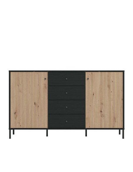 Clifton Slatted Artisan Oak Effect And Black Sideboard, 3423 - pic 114719 | FastDaddyshop