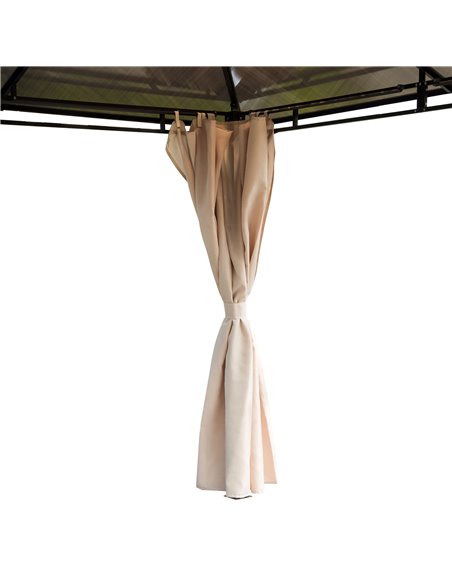 Outsunny 3.6 x 3(m) Hardtop Gazebo Canopy with Polycarbonate Roof Garden Pavilion with Removable Curtains and Steel Frame, Brown - pic 11472 | FastDaddyshop