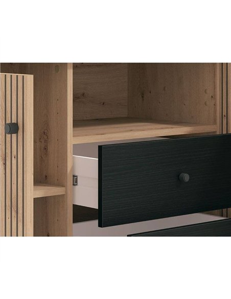 Clifton Slatted Artisan Oak Effect And Black TV Unit, 3437 - pic 114730 | FastDaddyshop