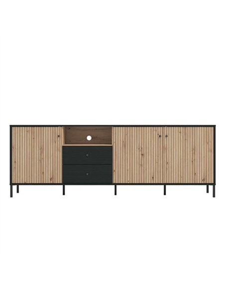 Clifton Slatted Artisan Oak Effect And Black TV Unit, 3437 - pic 114732 | FastDaddyshop