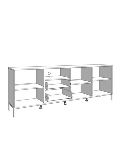 Clifton Slatted Artisan Oak Effect And Black TV Unit, 3437