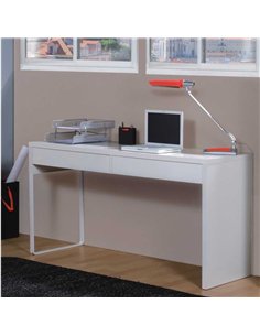Cuba White Gloss Desk With Drawers, 2489   2
