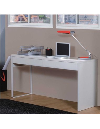 Cuba White Gloss Desk With Drawers, 2489  