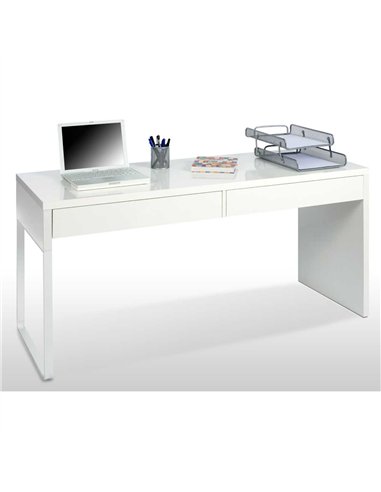 Cuba White Gloss Desk With Drawers, 2489  