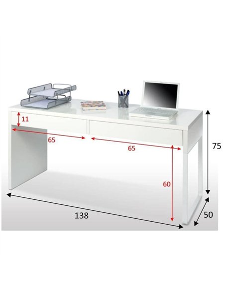 Cuba White Gloss Desk With Drawers, 2489   - pic 114756 | FastDaddyshop