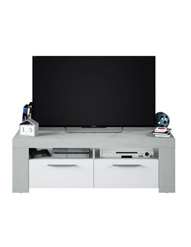 Curro White Gloss and Grey TV Cabinet Entertainment Unit, 2905