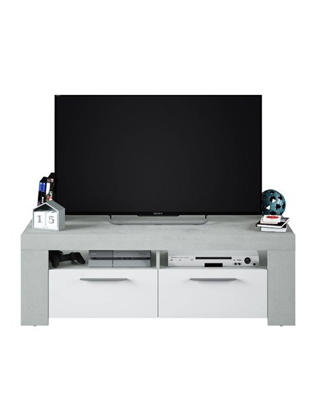 Curro White Gloss and Grey TV Cabinet Entertainment Unit, 2905 - pic 114765 | FastDaddyshop