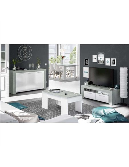 Curro White Gloss and Grey TV Cabinet Entertainment Unit, 2905 - pic 114766 | FastDaddyshop