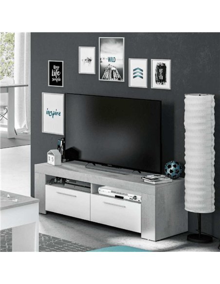 Curro White Gloss and Grey TV Cabinet Entertainment Unit, 2905 - pic 114767 | FastDaddyshop