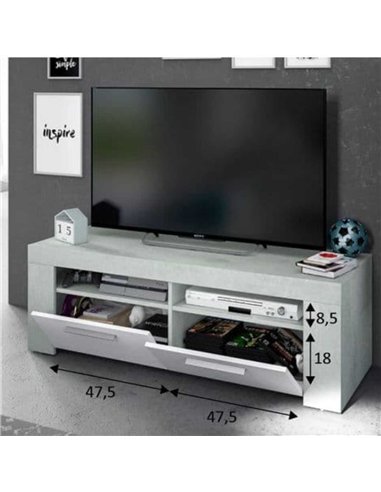 Curro White Gloss and Grey TV Cabinet Entertainment Unit, 2905