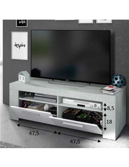 Curro White Gloss and Grey TV Cabinet Entertainment Unit, 2905 - pic 114768 | FastDaddyshop