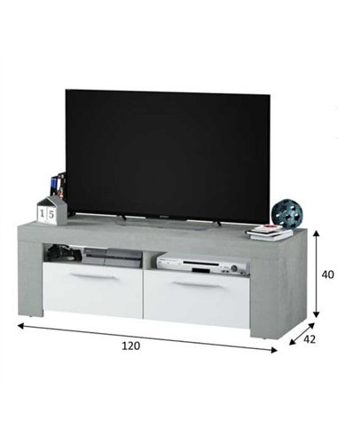 Curro White Gloss and Grey TV Cabinet Entertainment Unit, 2905