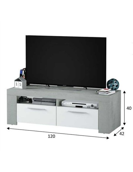 Curro White Gloss and Grey TV Cabinet Entertainment Unit, 2905 - pic 114769 | FastDaddyshop