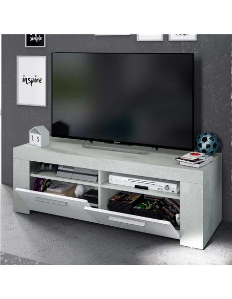 Curro White Gloss and Grey TV Cabinet Entertainment Unit, 2905 - pic 114770 | FastDaddyshop