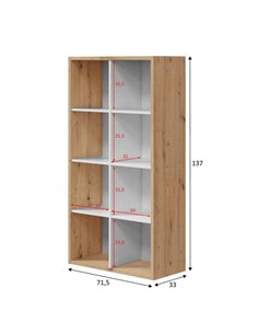 Danso Artic White and Oak Short Bookshelf Unit, 3215 2