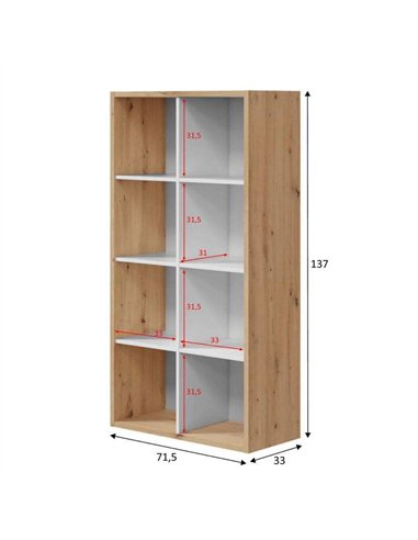 Danso Artic White and Oak Short Bookshelf Unit, 3215