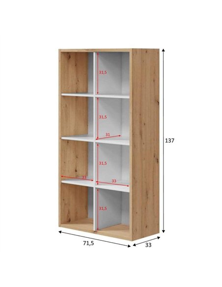 Danso Artic White and Oak Short Bookshelf Unit, 3215 - pic 114777 | FastDaddyshop
