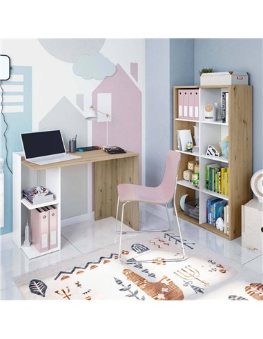 Danso Artic White and Oak Short Bookshelf Unit, 3215