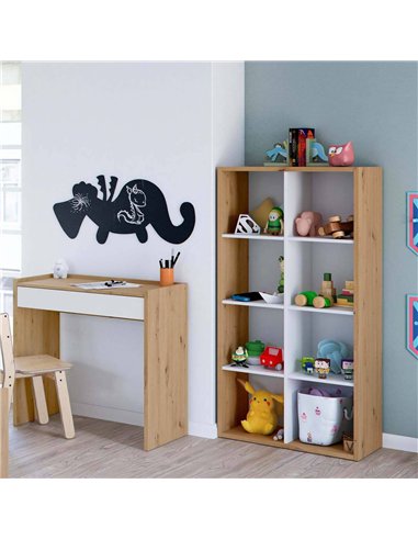 Danso Artic White and Oak Short Bookshelf Unit, 3215
