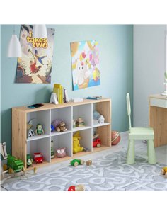Danso Artic White and Oak Short Bookshelf Unit, 3215