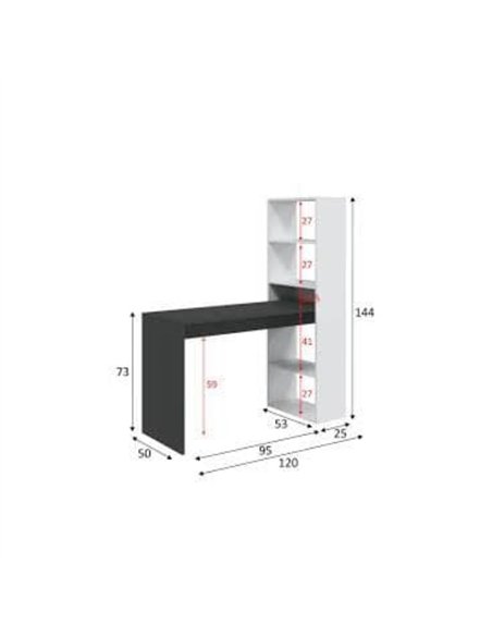 Double White and Grey Effect Computer Desk Table with Bookcase, 3220 - pic 114785 | FastDaddyshop
