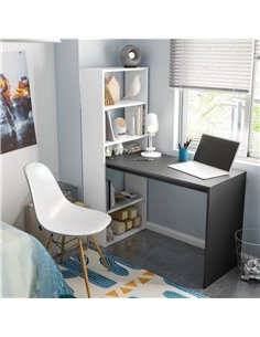Double White and Grey Effect Computer Desk Table with Bookcase, 3220 2