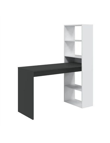 Double White and Grey Effect Computer Desk Table with Bookcase, 3220