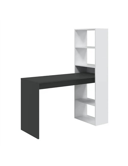 Double White and Grey Effect Computer Desk Table with Bookcase, 3220 - pic 114787 | FastDaddyshop