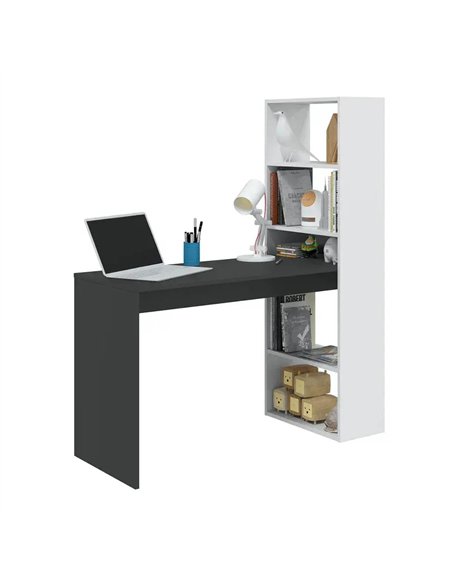 Double White and Grey Effect Computer Desk Table with Bookcase, 3220 - pic 114788 | FastDaddyshop