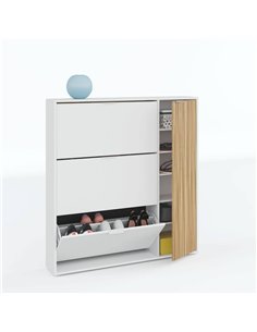 Dempsey Natural Oak Effect and White Large Shoe Cabinet, 3240