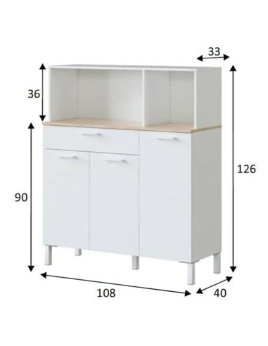 Denby White And Oak 3 Door Utility Kitchen Cupboard, 3031