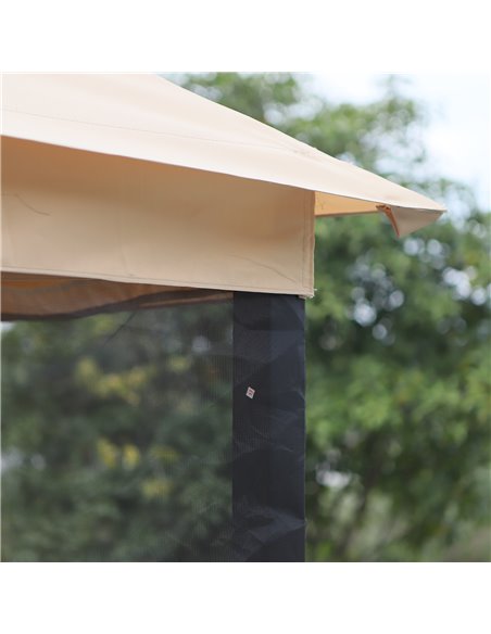 Outsunny 3 Seater Swing Chair 3-in-1 Convertible Hammock Bed Gazebo Patio Bench Outdoor with Double Tier Canopy, Cushioned Seat, - pic 11480 | FastDaddyshop