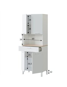 Denby White And Oak 4 Door Utility Kitchen Cupboard, 3078 2